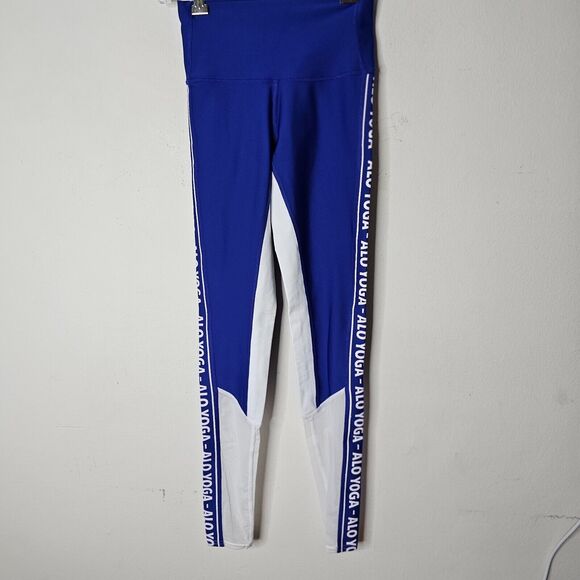 NWOT Alo Royal Blue and White Airlift High Waist Color Block Stretch Legging XXS - Picture 1 of 9
